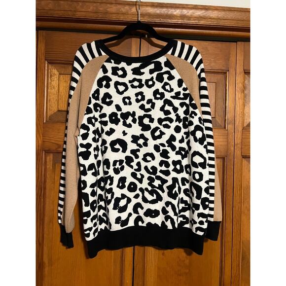 Chico’s Zenergy Women's Leopard Colorblock Knit Sweater Mixed Media Size 3 (XL) - Picture 9 of 9
